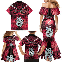 Personalised Maori Matariki Manaia Whero Family Matching Mermaid Dress and Hawaiian Shirt Maori Kowhaiwhai Pattern Galaxy LT01 - Polynesian Pride
