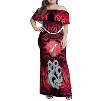 Personalised Maori Matariki Manaia Whero Family Matching Off Shoulder Maxi Dress and Hawaiian Shirt Maori Kowhaiwhai Pattern Galaxy