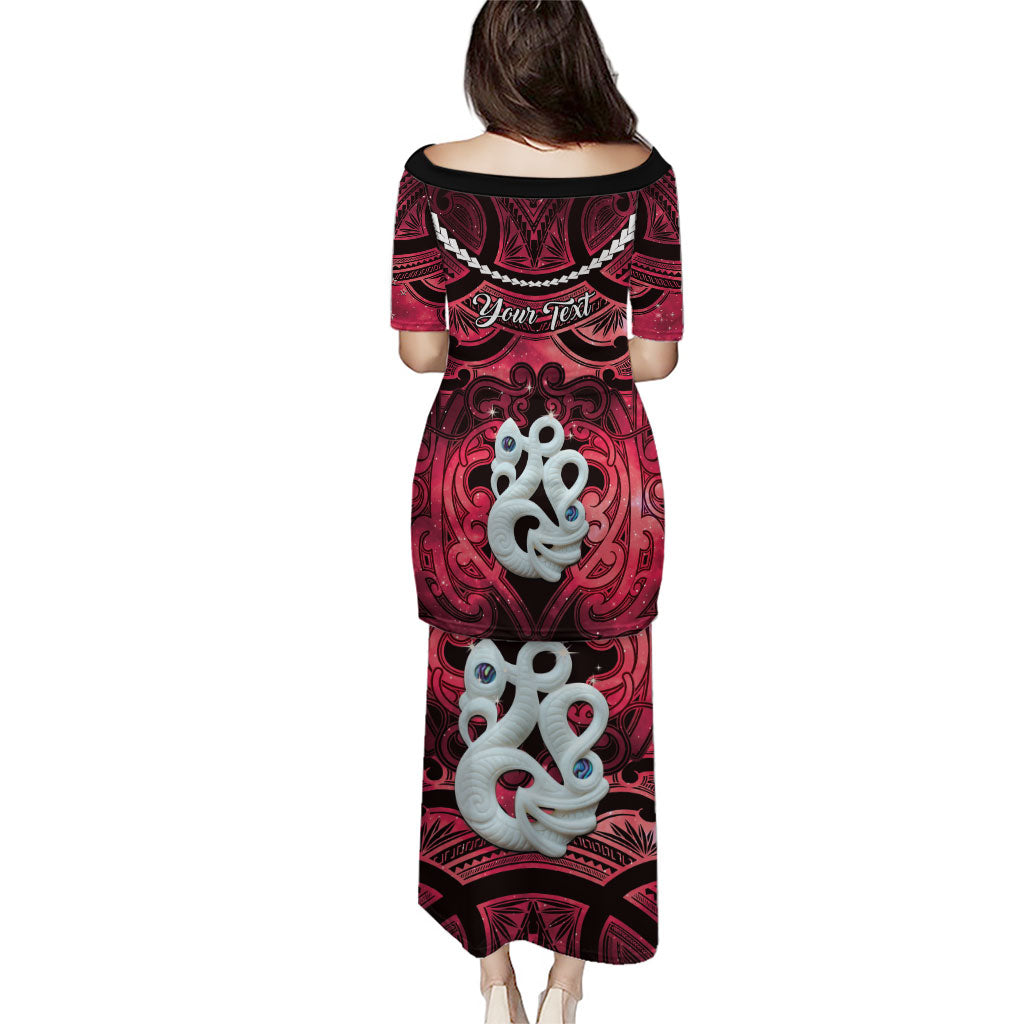 Personalised Maori Matariki Manaia Whero Family Matching Puletasi and Hawaiian Shirt Maori Kowhaiwhai Pattern Galaxy