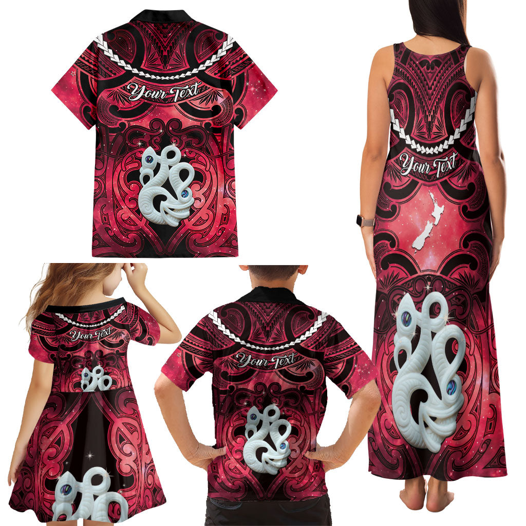 Personalised Maori Matariki Manaia Whero Family Matching Tank Maxi Dress and Hawaiian Shirt Maori Kowhaiwhai Pattern Galaxy