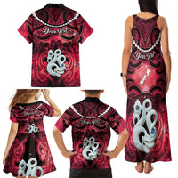 Personalised Maori Matariki Manaia Whero Family Matching Tank Maxi Dress and Hawaiian Shirt Maori Kowhaiwhai Pattern Galaxy