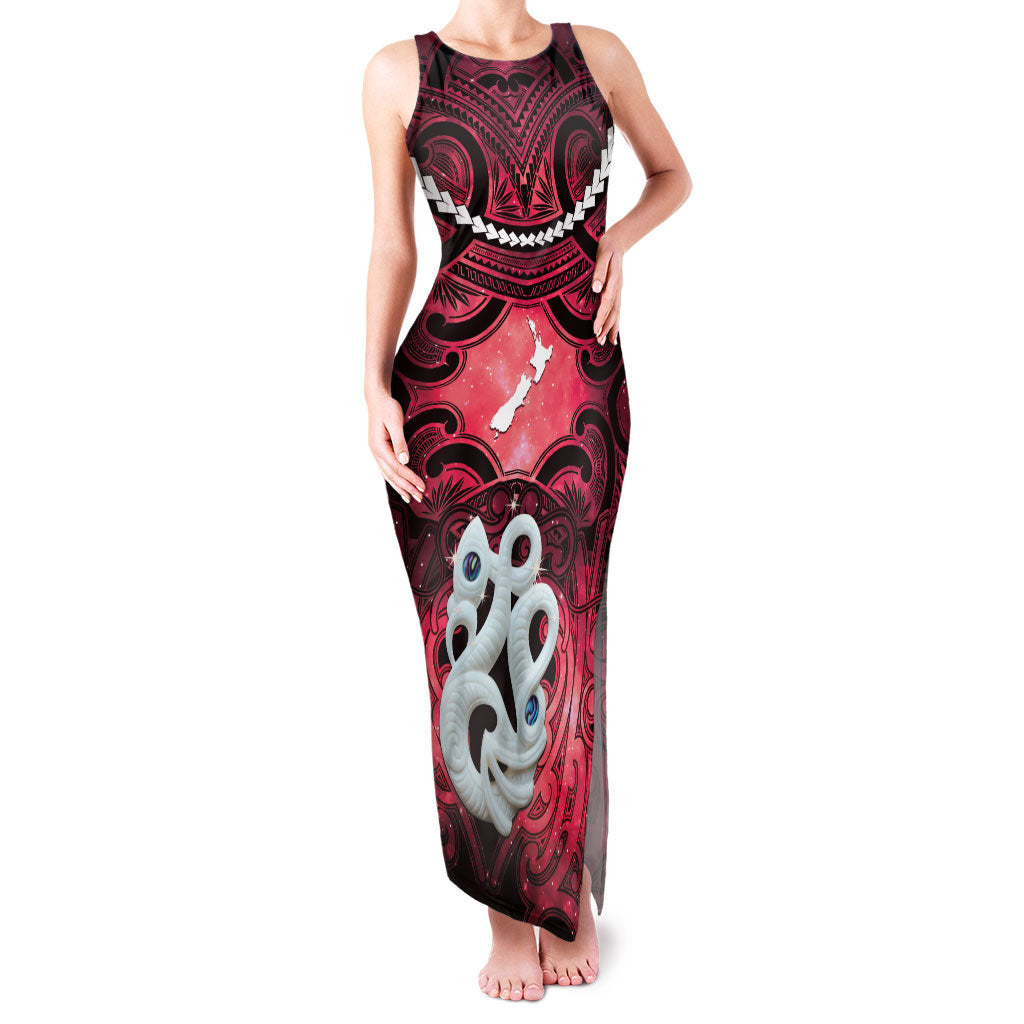 Personalised Maori Matariki Manaia Whero Family Matching Tank Maxi Dress and Hawaiian Shirt Maori Kowhaiwhai Pattern Galaxy