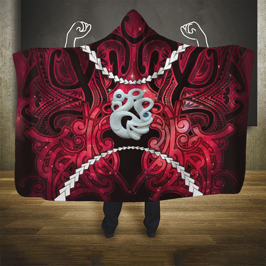 Maori Matariki Manaia Whero Hooded Blanket Maori Kowhaiwhai Pattern Galaxy LT01 - Polynesian Pride