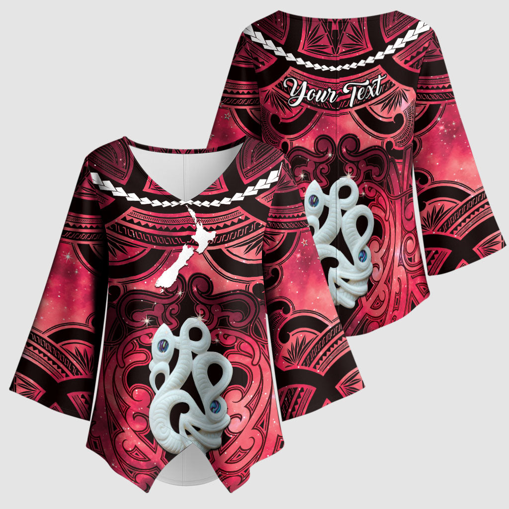Personalised Maori Matariki Manaia Whero Kimono Sleeve Blouse Maori Kowhaiwhai Pattern Galaxy
