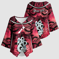 Personalised Maori Matariki Manaia Whero Kimono Sleeve Blouse Maori Kowhaiwhai Pattern Galaxy