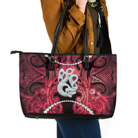 Maori Matariki Manaia Whero Leather Tote Bag Maori Kowhaiwhai Pattern Galaxy LT01 - Polynesian Pride