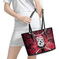 Maori Matariki Manaia Whero Leather Tote Bag Maori Kowhaiwhai Pattern Galaxy LT01 - Polynesian Pride