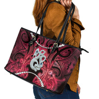 Maori Matariki Manaia Whero Leather Tote Bag Maori Kowhaiwhai Pattern Galaxy LT01 - Polynesian Pride