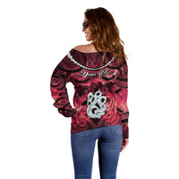 Personalised Maori Matariki Manaia Whero Off Shoulder Sweater Maori Kowhaiwhai Pattern Galaxy LT01 - Polynesian Pride