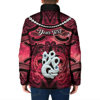 Personalised Maori Matariki Manaia Whero Padded Jacket Maori Kowhaiwhai Pattern Galaxy