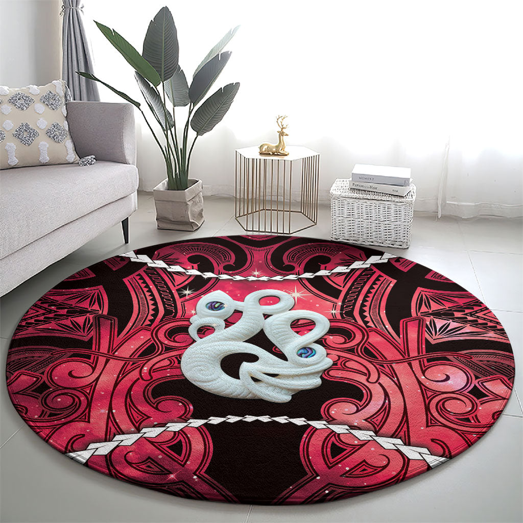 Maori Matariki Manaia Whero Round Carpet Maori Kowhaiwhai Pattern Galaxy