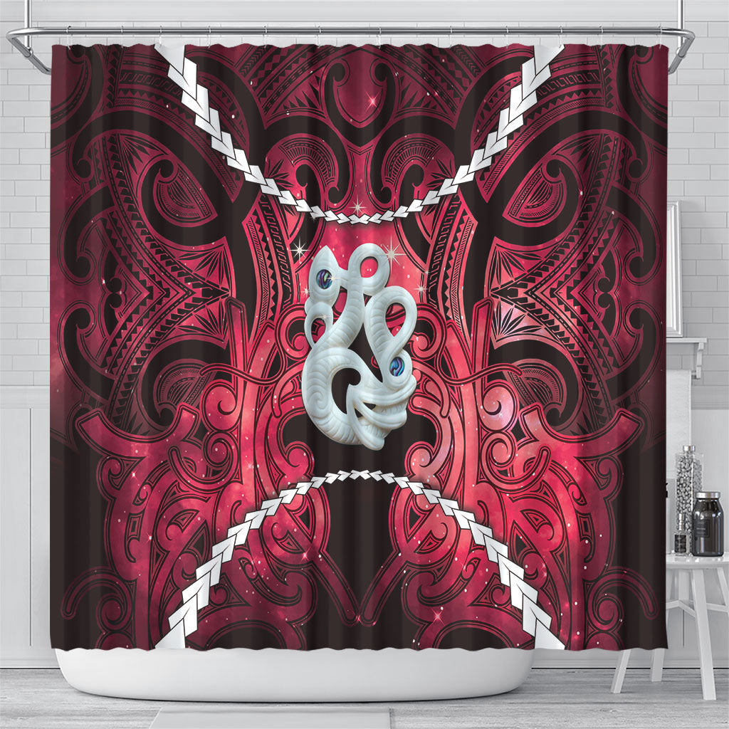 Maori Matariki Manaia Whero Shower Curtain Maori Kowhaiwhai Pattern Galaxy LT01 - Polynesian Pride