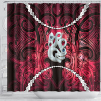 Maori Matariki Manaia Whero Shower Curtain Maori Kowhaiwhai Pattern Galaxy LT01 - Polynesian Pride