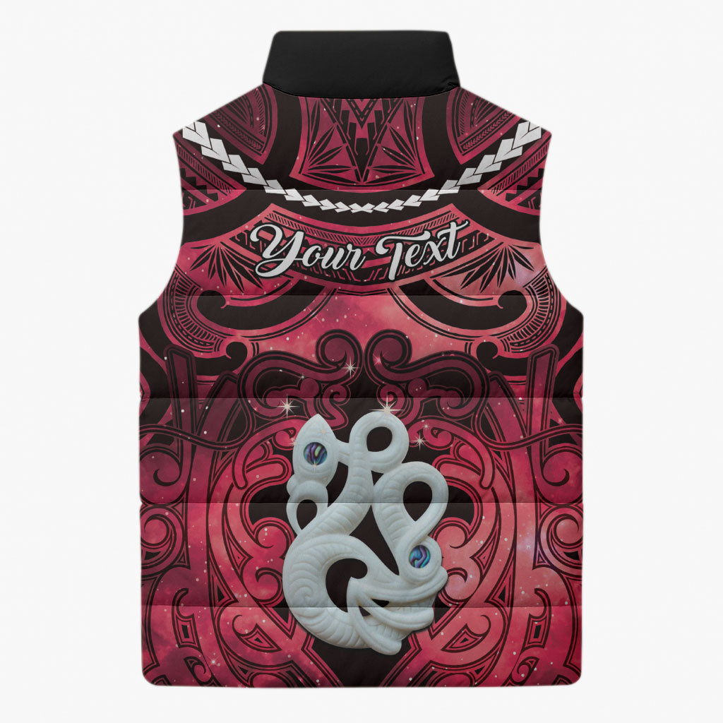 Personalised Maori Matariki Manaia Whero Sleeveless Puffer Jacket Maori Kowhaiwhai Pattern Galaxy LT01 - Polynesian Pride