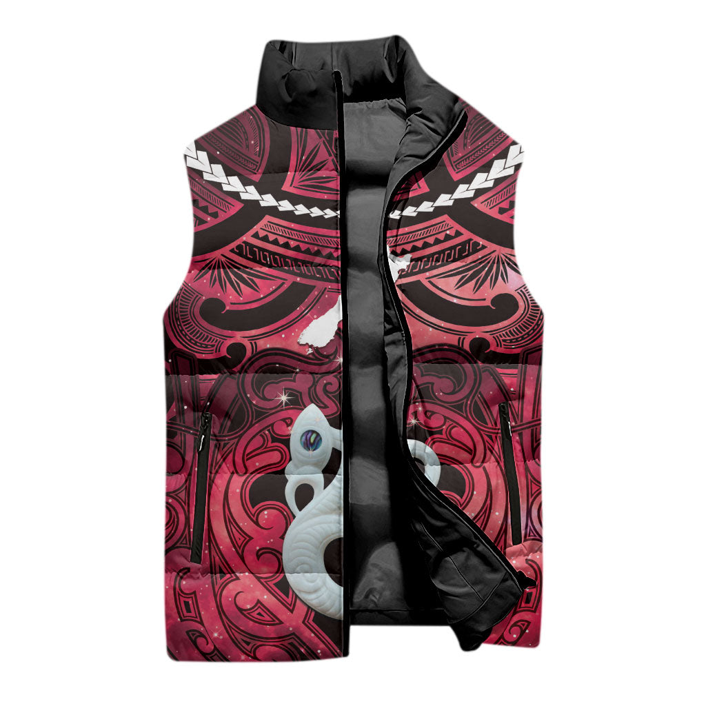 Personalised Maori Matariki Manaia Whero Sleeveless Puffer Jacket Maori Kowhaiwhai Pattern Galaxy LT01 - Polynesian Pride
