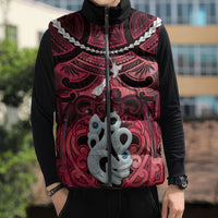 Personalised Maori Matariki Manaia Whero Sleeveless Puffer Jacket Maori Kowhaiwhai Pattern Galaxy LT01 - Polynesian Pride