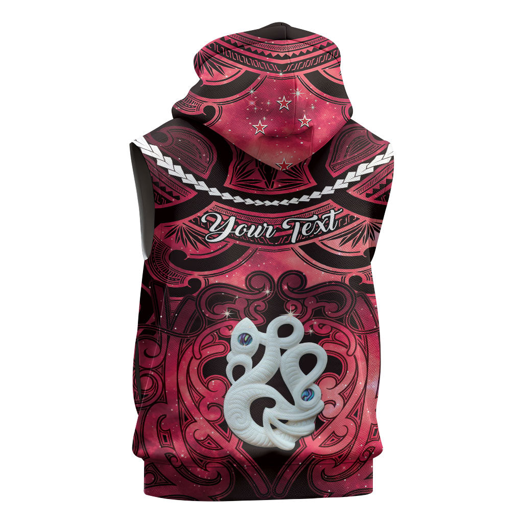 Personalised Maori Matariki Manaia Whero Sleeveless Zip Hoodie Maori Kowhaiwhai Pattern Galaxy LT01 - Polynesian Pride