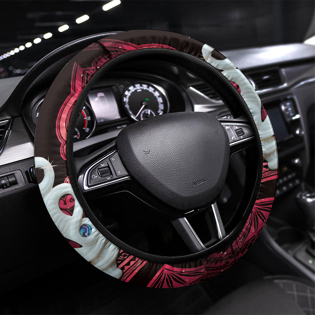Maori Matariki Manaia Whero Steering Wheel Cover Maori Kowhaiwhai Pattern Galaxy