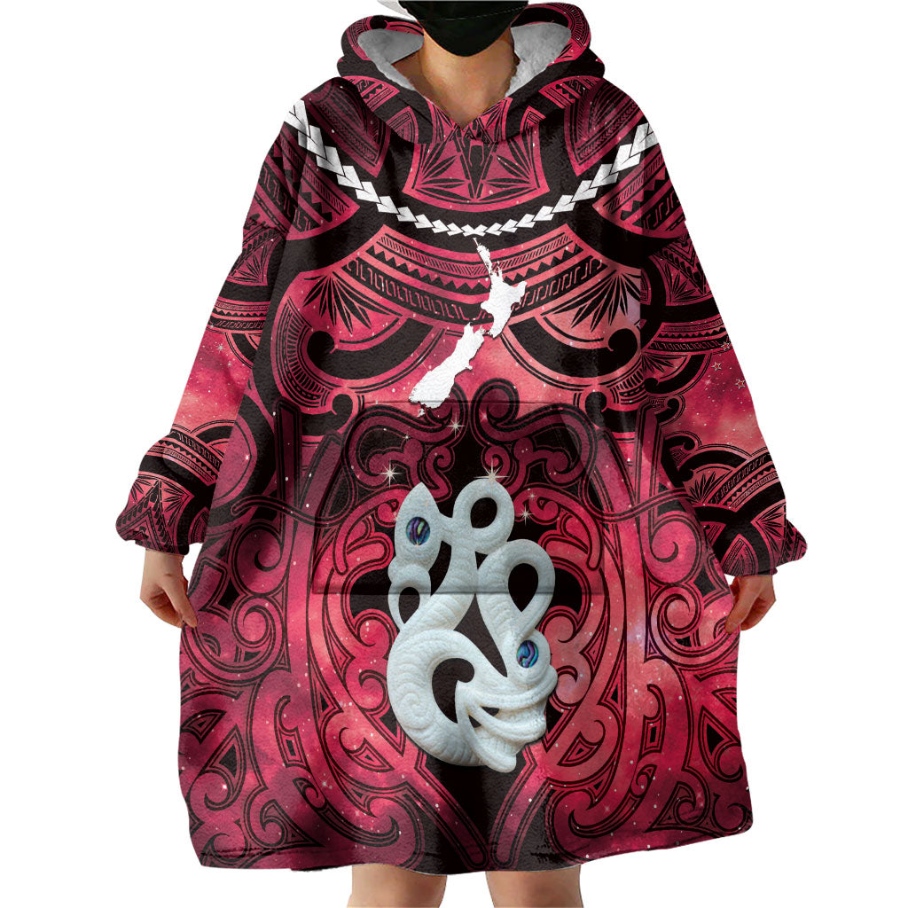Personalised Maori Matariki Manaia Whero Wearable Blanket Hoodie Maori Kowhaiwhai Pattern Galaxy LT01 - Polynesian Pride