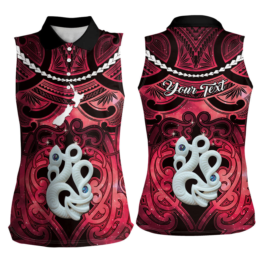 Personalised Maori Matariki Manaia Whero Women Sleeveless Polo Shirt Maori Kowhaiwhai Pattern Galaxy
