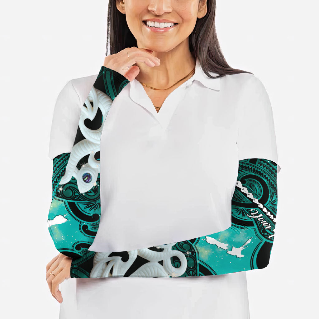 Personalised Maori Matariki Manaia Turquoise Arm Sleeves Maori Kowhaiwhai Pattern Galaxy LT01 - Polynesian Pride