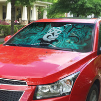 Maori Matariki Manaia Turquoise Auto Sun Shade Maori Kowhaiwhai Pattern Galaxy