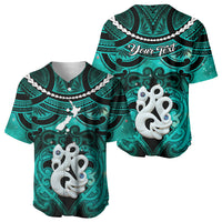 Personalised Maori Matariki Manaia Turquoise Baseball Jersey Maori Kowhaiwhai Pattern Galaxy