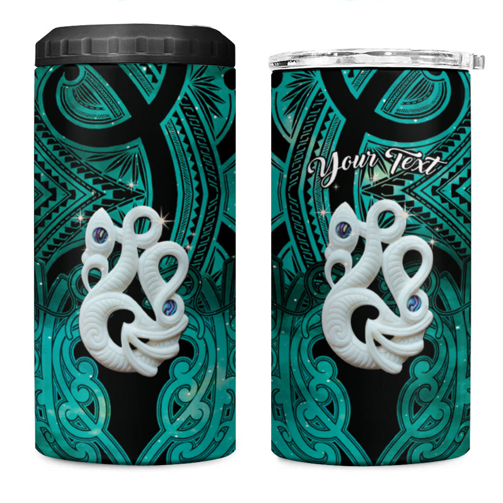 Personalised Maori Matariki Manaia Turquoise 4 in 1 Can Cooler Tumbler Maori Kowhaiwhai Pattern Galaxy LT01 One Size: 16 oz Turquoise - Polynesian Pride