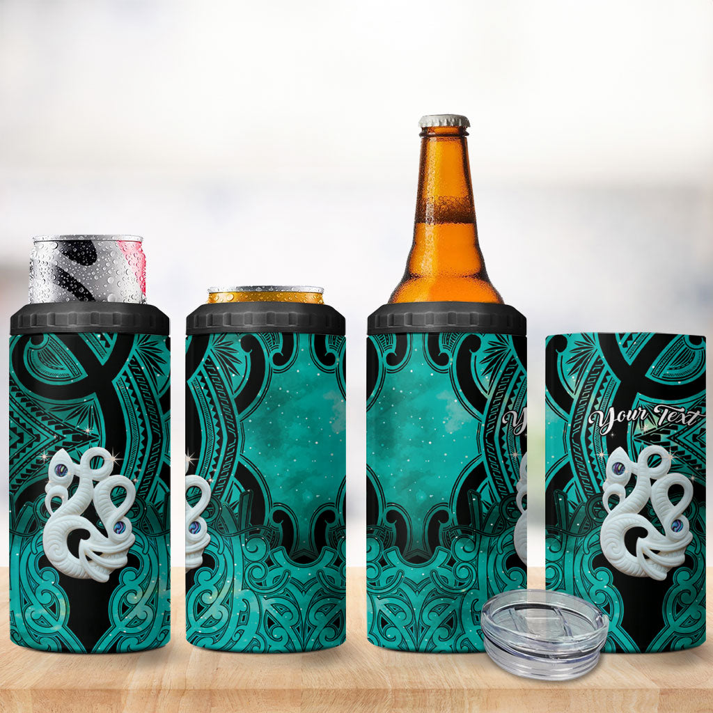 Personalised Maori Matariki Manaia Turquoise 4 in 1 Can Cooler Tumbler Maori Kowhaiwhai Pattern Galaxy LT01 - Polynesian Pride