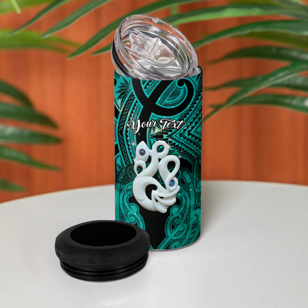 Personalised Maori Matariki Manaia Turquoise 4 in 1 Can Cooler Tumbler Maori Kowhaiwhai Pattern Galaxy LT01 - Polynesian Pride