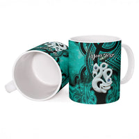 Personalised Maori Matariki Manaia Turquoise Ceramic Mug Maori Kowhaiwhai Pattern Galaxy