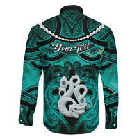 Personalised Maori Matariki Manaia Turquoise Family Matching Mermaid Dress and Hawaiian Shirt Maori Kowhaiwhai Pattern Galaxy