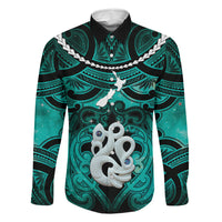 Personalised Maori Matariki Manaia Turquoise Family Matching Off Shoulder Short Dress and Hawaiian Shirt Maori Kowhaiwhai Pattern Galaxy