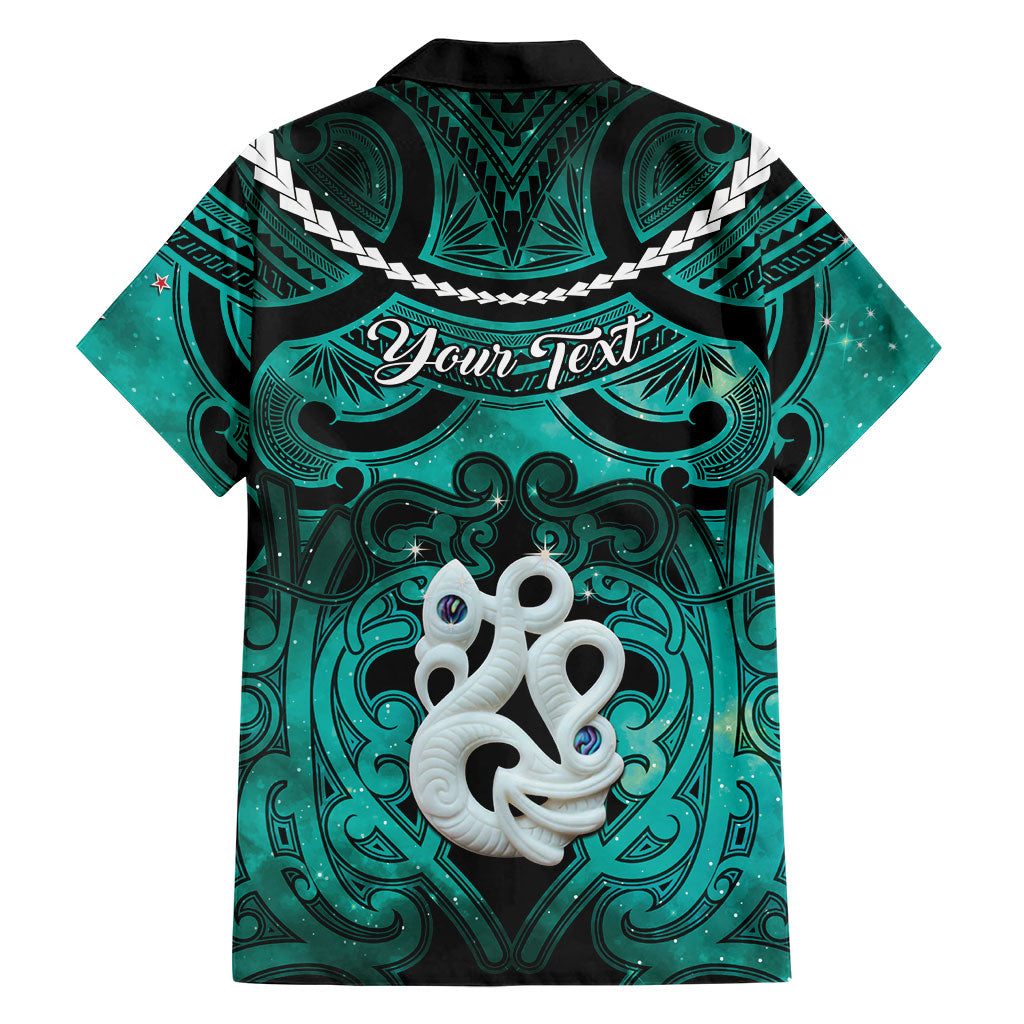 Personalised Maori Matariki Manaia Turquoise Hawaiian Shirt Maori Kowhaiwhai Pattern Galaxy