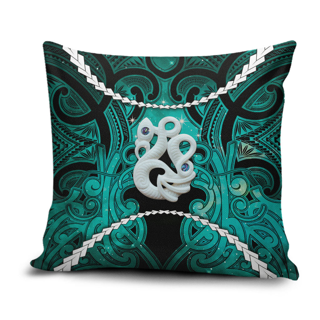 Maori Matariki Manaia Turquoise Pillow Cover Maori Kowhaiwhai Pattern Galaxy LT01 Turquoise - Polynesian Pride