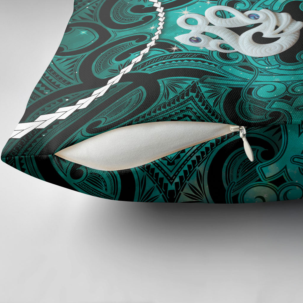 Maori Matariki Manaia Turquoise Pillow Cover Maori Kowhaiwhai Pattern Galaxy LT01 - Polynesian Pride