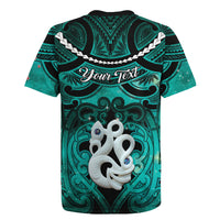 Personalised Maori Matariki Manaia Turquoise Rugby Jersey Maori Kowhaiwhai Pattern Galaxy