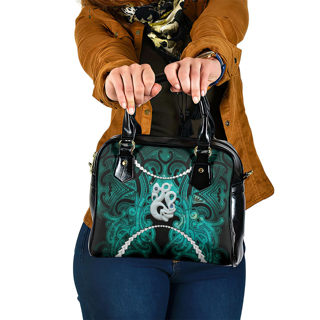 Maori Matariki Manaia Turquoise Shoulder Handbag Maori Kowhaiwhai Pattern Galaxy