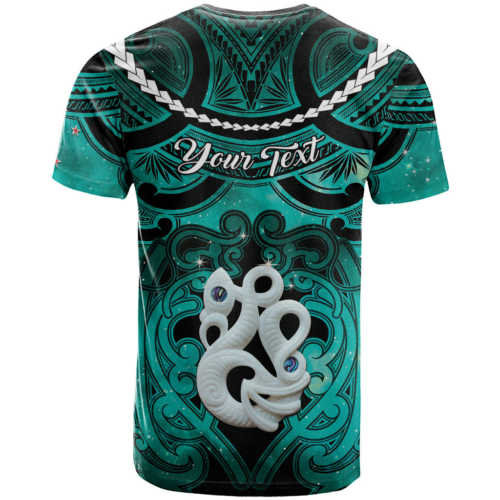 Personalised Maori Matariki Manaia Turquoise T Shirt Maori Kowhaiwhai Pattern Galaxy