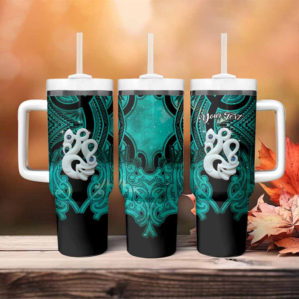 Personalised Maori Matariki Manaia Turquoise Tumbler With Handle Maori Kowhaiwhai Pattern Galaxy