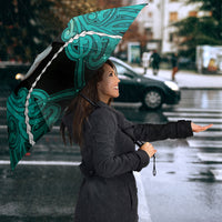 Maori Matariki Manaia Turquoise Umbrella Maori Kowhaiwhai Pattern Galaxy