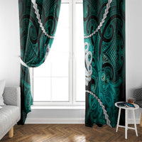 Maori Matariki Manaia Turquoise Window Curtain Maori Kowhaiwhai Pattern Galaxy
