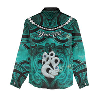 Personalised Maori Matariki Manaia Turquoise Women Casual Shirt Maori Kowhaiwhai Pattern Galaxy LT01 - Polynesian Pride