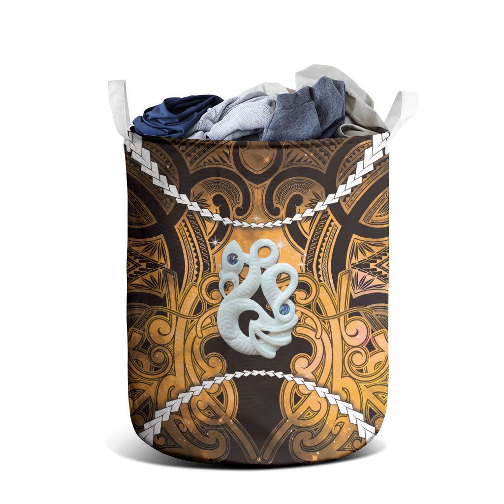 Maori Matariki Manaia Kowhai Laundry Basket Maori Kowhaiwhai Pattern Galaxy