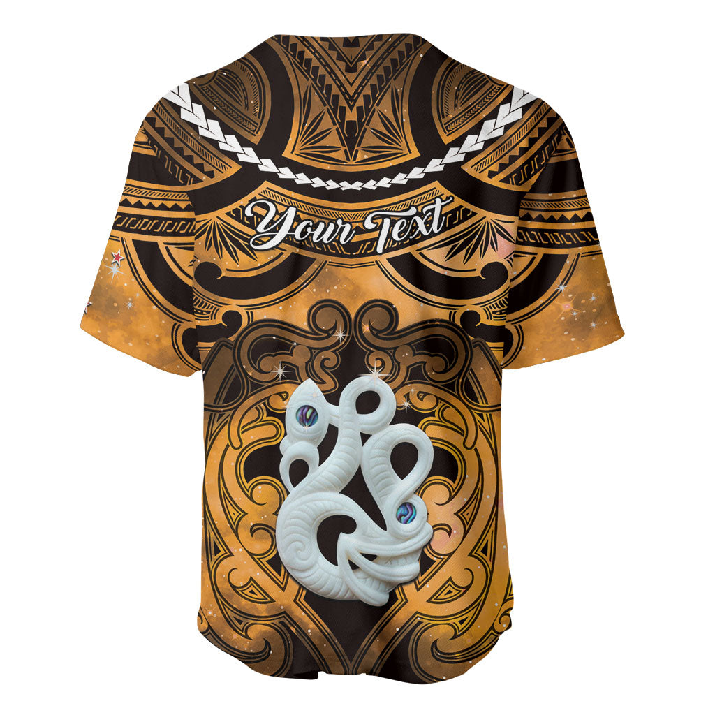 Personalised Maori Matariki Manaia Kowhai Baseball Jersey Maori Kowhaiwhai Pattern Galaxy LT01 - Polynesian Pride