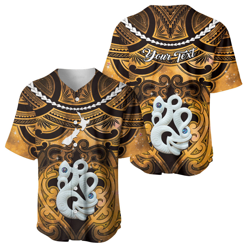 Personalised Maori Matariki Manaia Kowhai Baseball Jersey Maori Kowhaiwhai Pattern Galaxy LT01 - Polynesian Pride