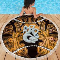 Maori Matariki Manaia Kowhai Beach Blanket Maori Kowhaiwhai Pattern Galaxy