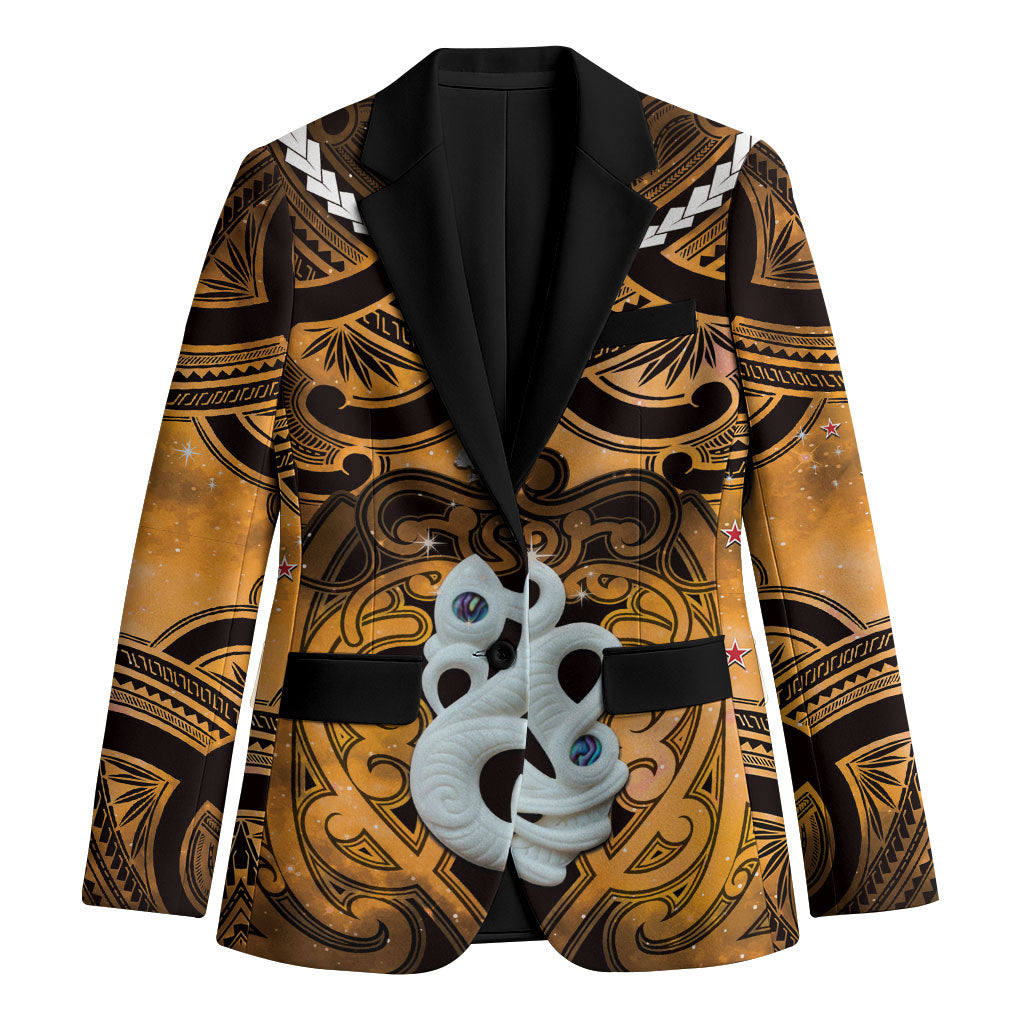 Personalised Maori Matariki Manaia Kowhai Blazer Maori Kowhaiwhai Pattern Galaxy