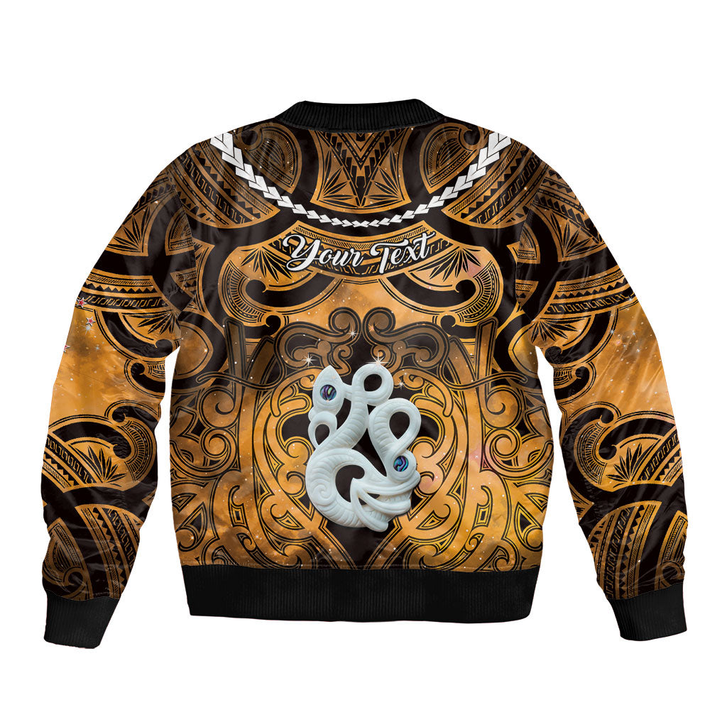 Personalised Maori Matariki Manaia Kowhai Bomber Jacket Maori Kowhaiwhai Pattern Galaxy