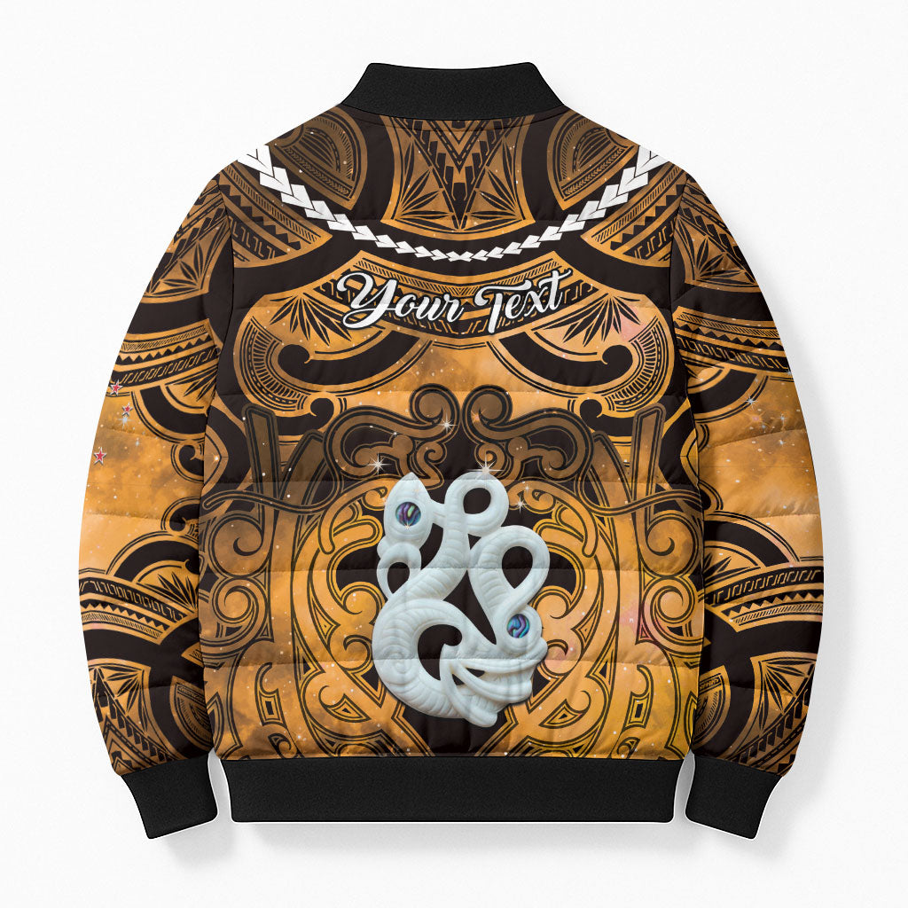Personalised Maori Matariki Manaia Kowhai Bomber Puffer Jacket Maori Kowhaiwhai Pattern Galaxy LT01 - Polynesian Pride